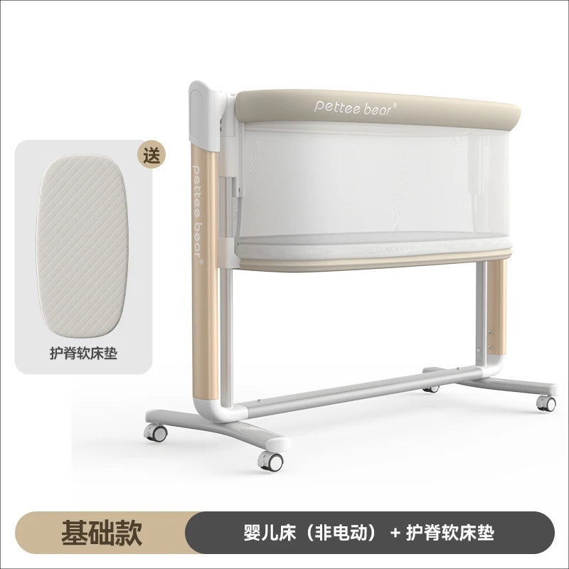 Tqh Newborn Multi-Function Electric Portable Foldable Mobile Baby Cradle Bed Splicing Big Bed