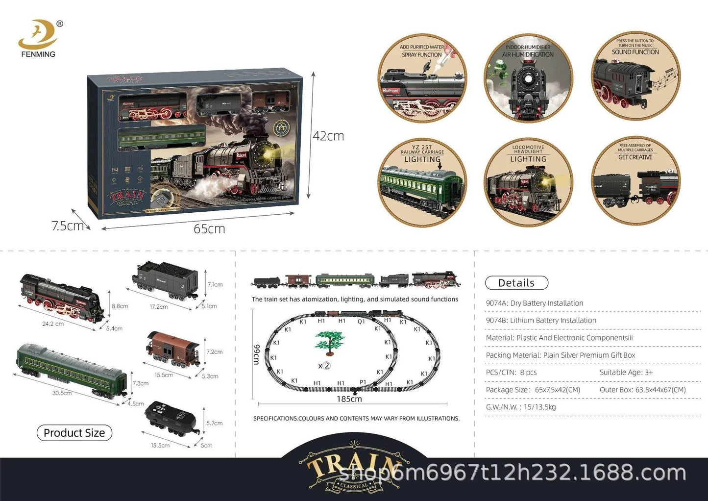 Electric Remote Control Steam Train Toy Green Children's Small Train Color Box Boy's Birthday Gift - AIAZ