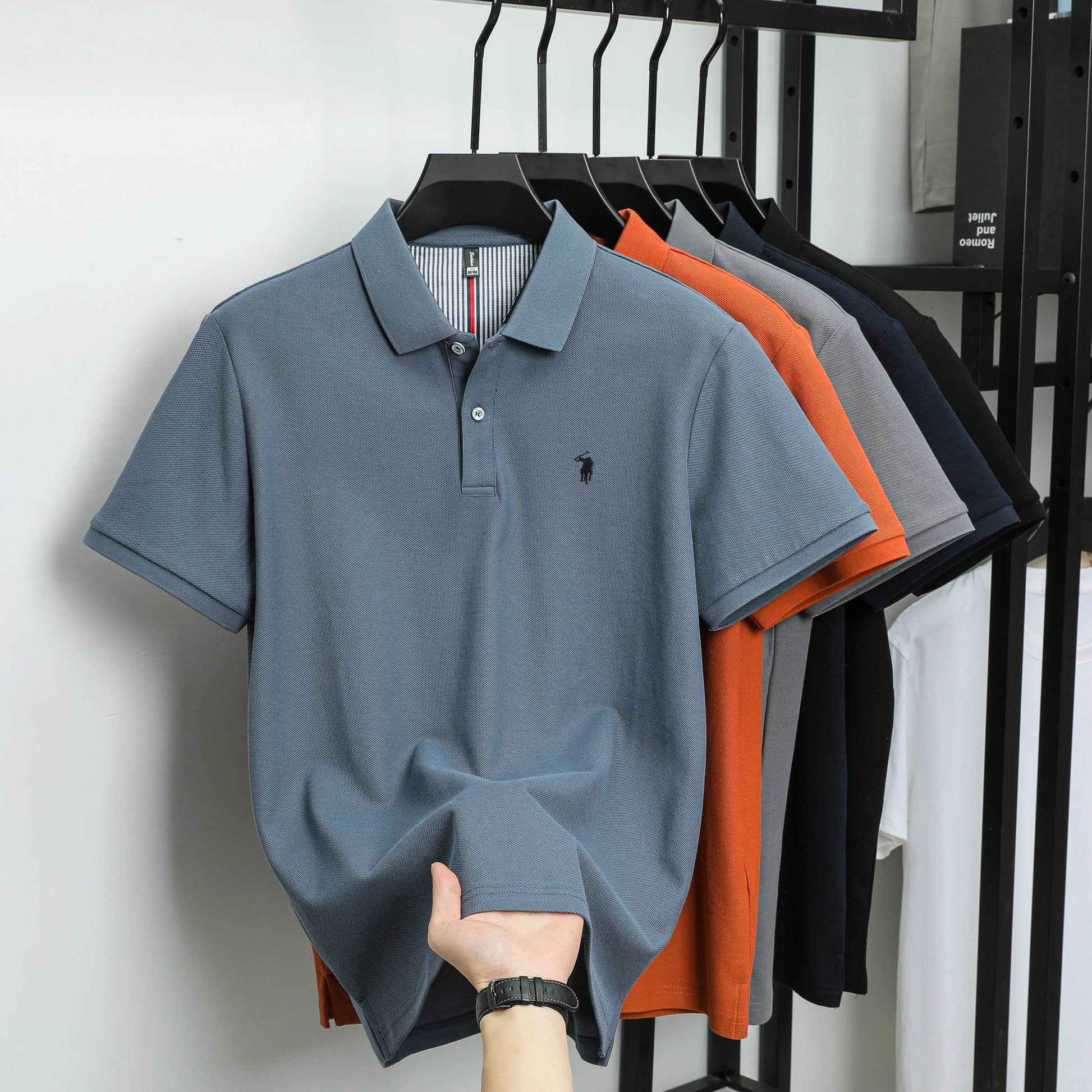 100% pure cotton summer new fashionable men's shortsleeved luxury customized business polo shirt exquisite embroidery Tshirt top - AIAZ