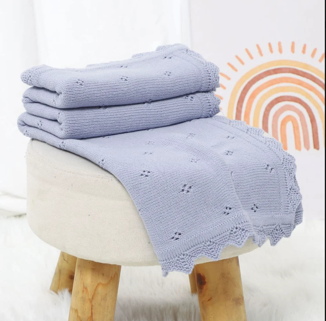Knitted Baby Blanket Newborn Swaddle Wrap Blankets For Boys Girls 100% Cotton Soft Infant Receiving Blanket Crib Quilt Stuff