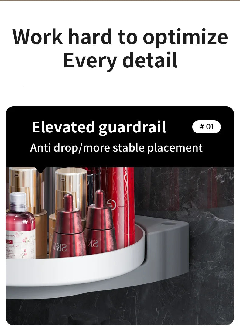 360° Rotate Shower Organizer Shelves Bathroom Swivel Shelf Kitchen Storage Organiser Shower Shelf  Bathroom Accessories