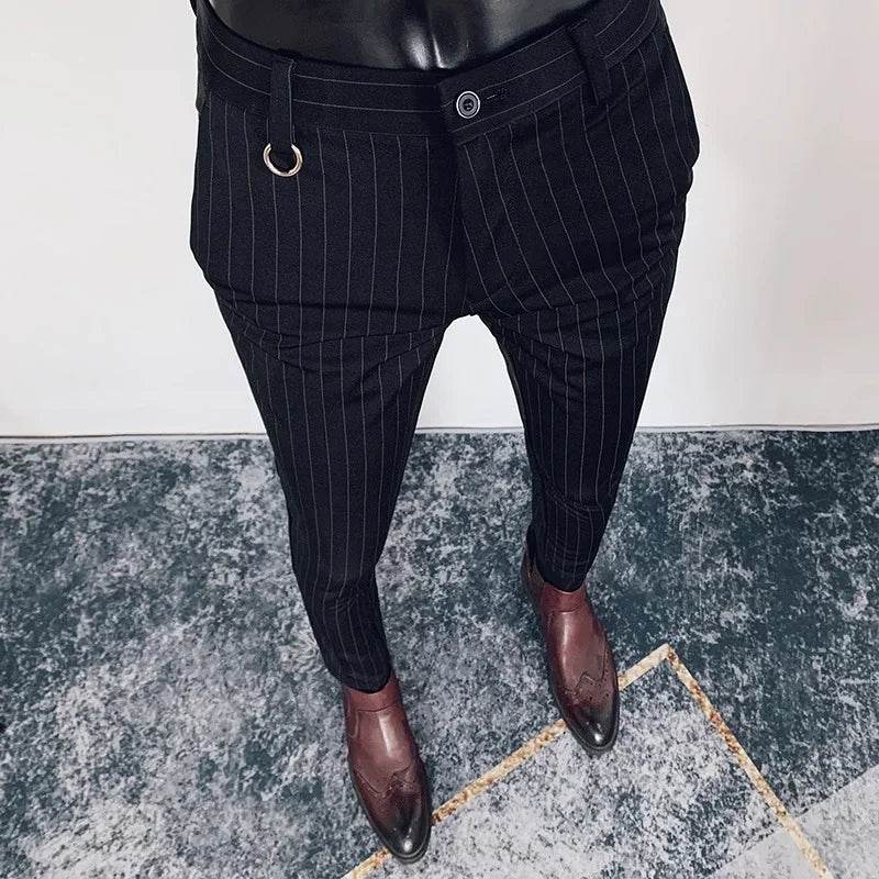 Men Suit Pants Formal Trousers Pantalone Hombre Stretch Slim Solid Color Casual Dress Full Length Pants Fashion New Men Clothing - AIAZ