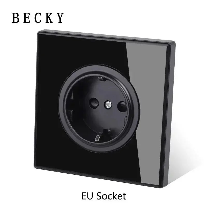 Glass Panel Wall Switch LED European 16a Socket Retro Toggle Light Switch EU UK Standard 2way Socket 1-4gang USB Home Decoration