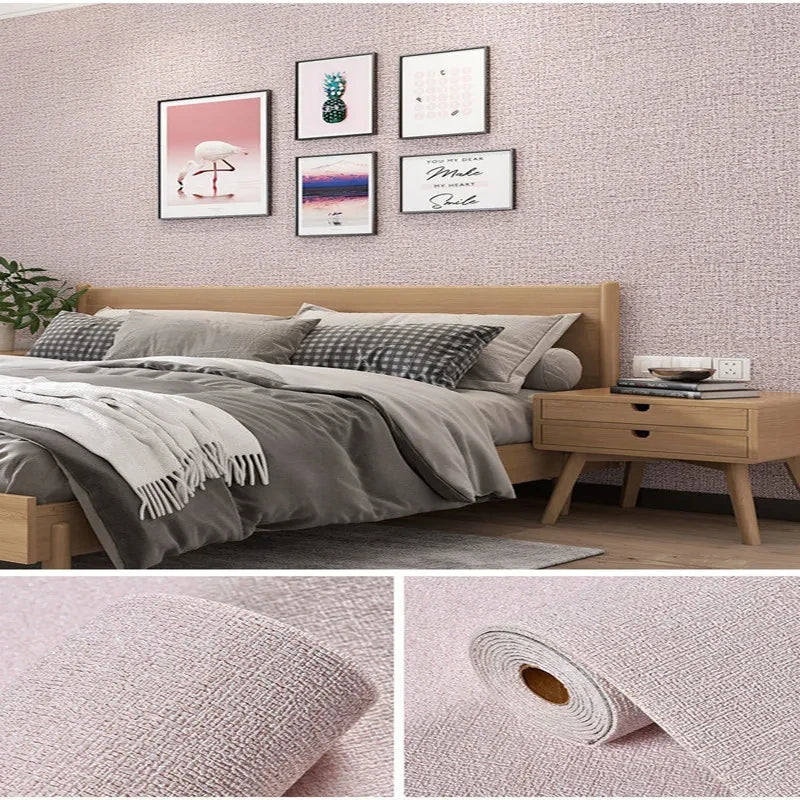 Linen 3D Foam Self-adhesive PVC Solid Color Thickened Waterproof Background Wall Renovation Wallpaper Wall Stickers Home Decor