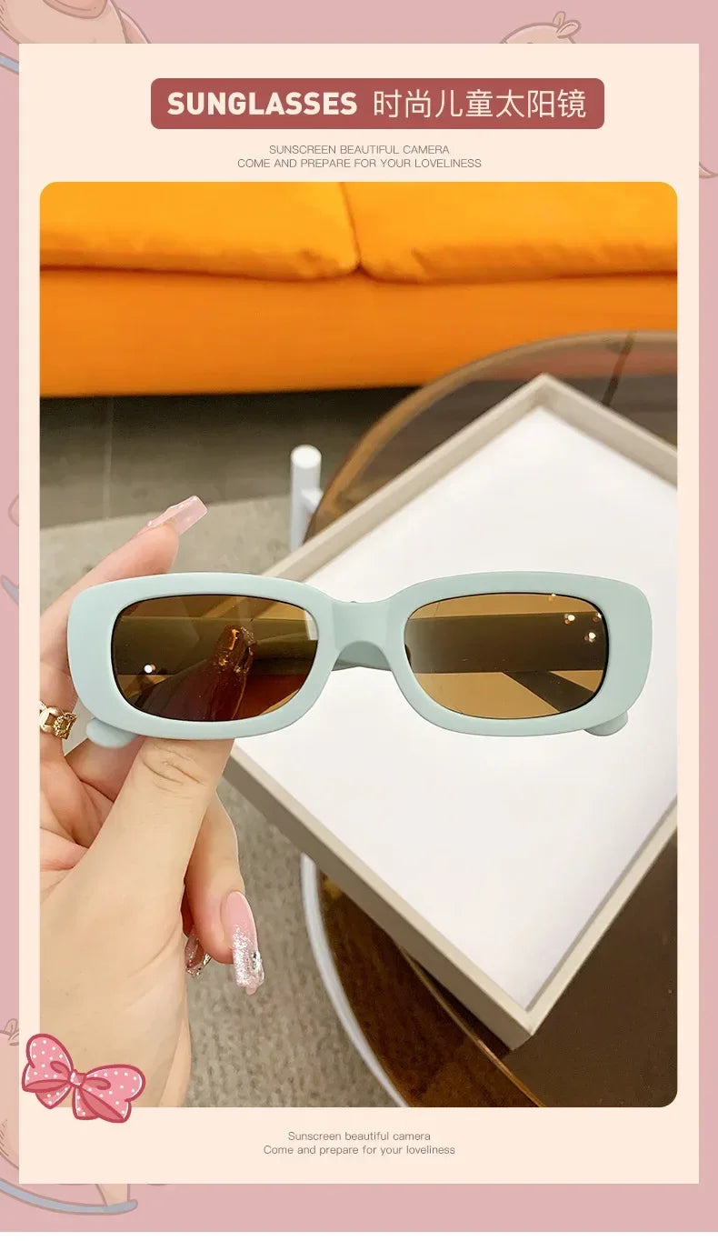 Children Cute Vintage Frosted Rectangle Sunglasses Outdoor Girls Boys Sweet Sun glasses Protection Classic Kids eyewear UV400