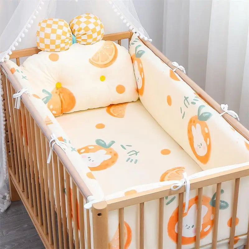 Newborn Cotton Breathable One-piece Bed Bumper Removable Washable Children Bedding Set Four Seasons Universal Cartoon CribBumper