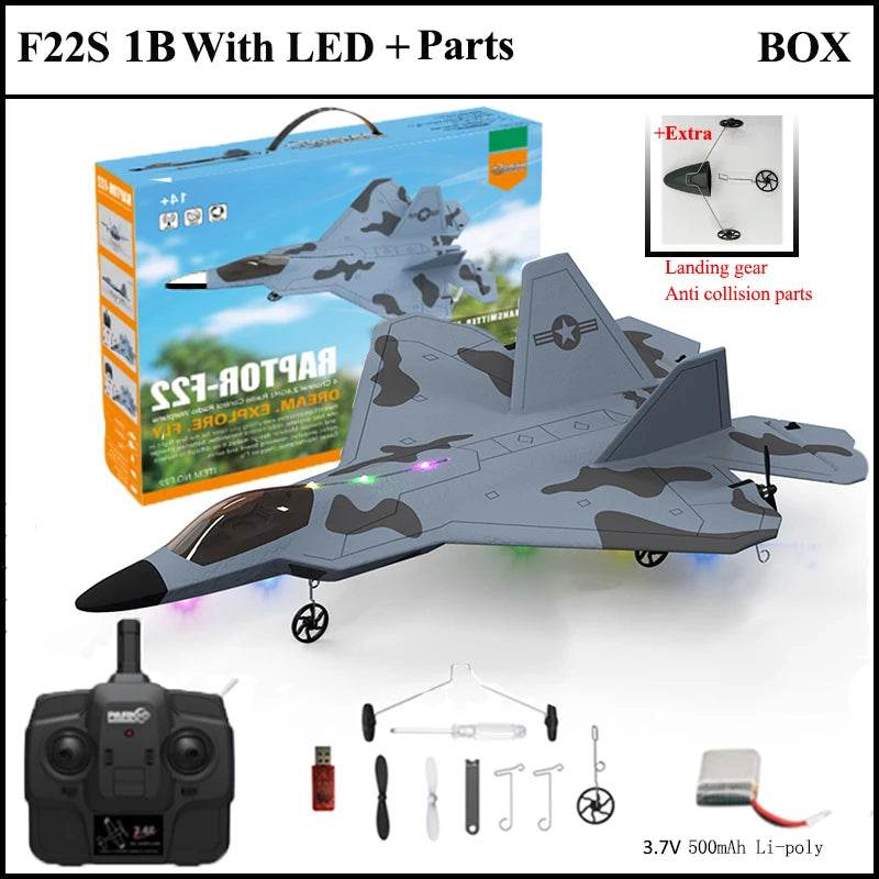 2024 New F22S 2.4G 4CH 3D6G RC Airplane Raptor F22 Warplane WLtoys A180 Upgrade Version LED Light With Gyroscope Out Door Toys - AIAZ