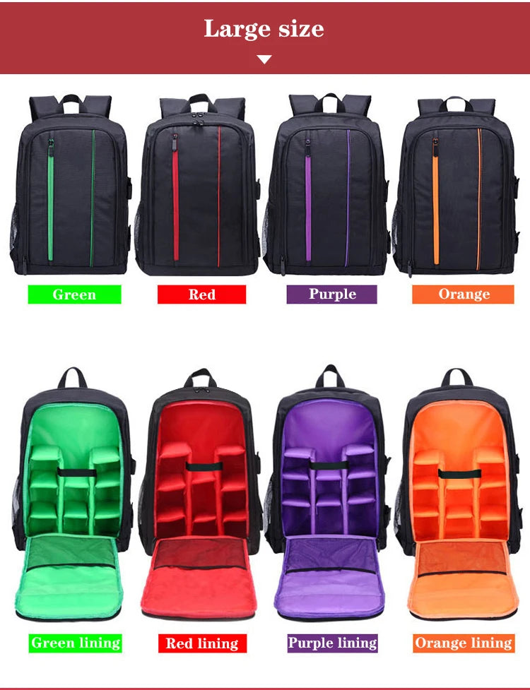 JINNUOLANG Unisex Photograph Waterproof Backpack Camera Shoulders Bags Nylon Case Fit 15.6'' Laptop Travel Outdoor DSLR  Mochila