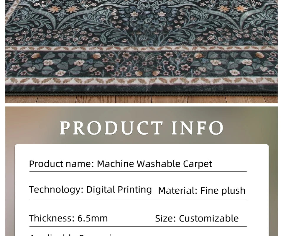 Pink Living Room Carpet Large Machine Washable Carpets Bedroom Bedside Floor Mat Home Decoration Bohemian Flower Non-Slip Rug 카펫