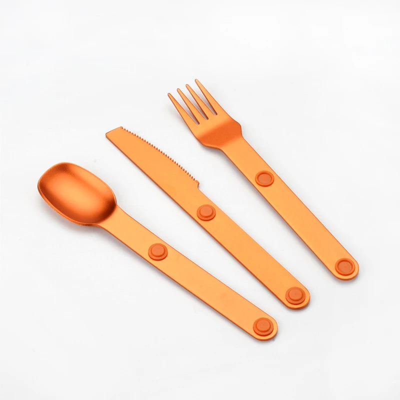 3pcs/set Magnetic Aluminum Cutlery Set - Travel Picnic Camping Cutlery Set Including Steak Knife, Spoon, Salad Fork