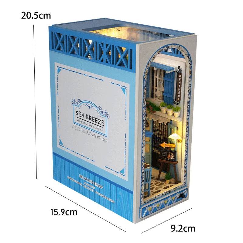 DIY Book Nook Kit Miniature Doll House With LED Light 3D Puzzle Model Building Wooden Bookshelf Bookend Toy Adults Birthday Gift - AIAZ