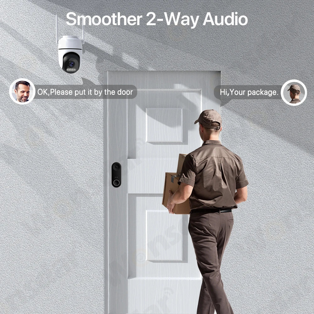 2pcs Quantity 4MP HD IP Camera PTZ WiFi Camera Video Surveillance Home Security Protection Alarm Motion Type-C Detection iCsee