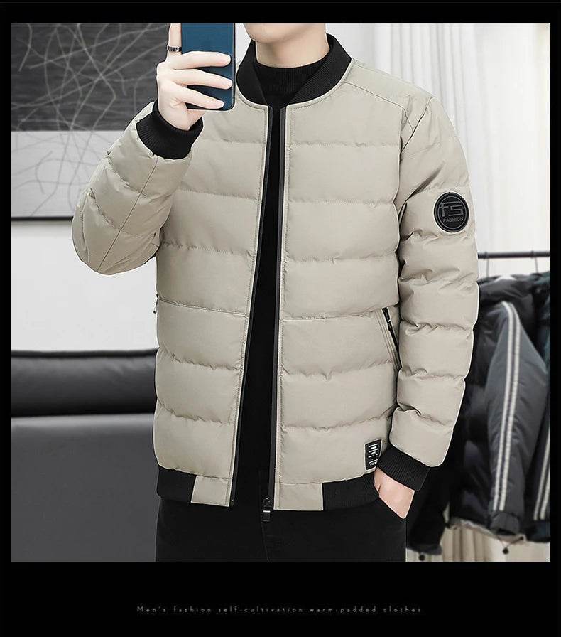 New Men's Outdoor Fashion Trend Windproof Warm Cotton Clothes Comfortable Versatile Breathable Sports Leisure Collar Jacket - AIAZ