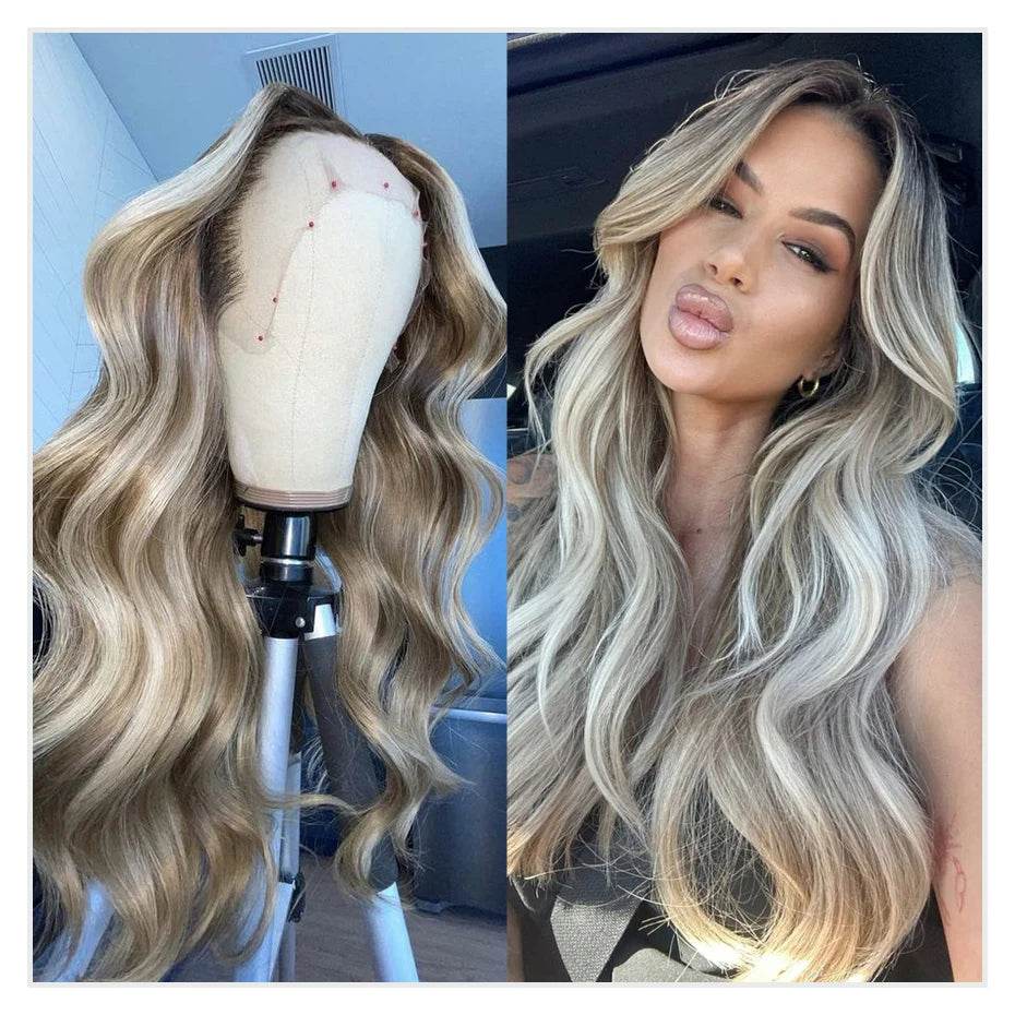 Ash Blonde Wig Highlight 13x6 Hd Lace Frontal Wigs Straight Vietnamese Raw Hair Wig 613 Blonde Colored Human Hair Wigs For Women - AIAZ