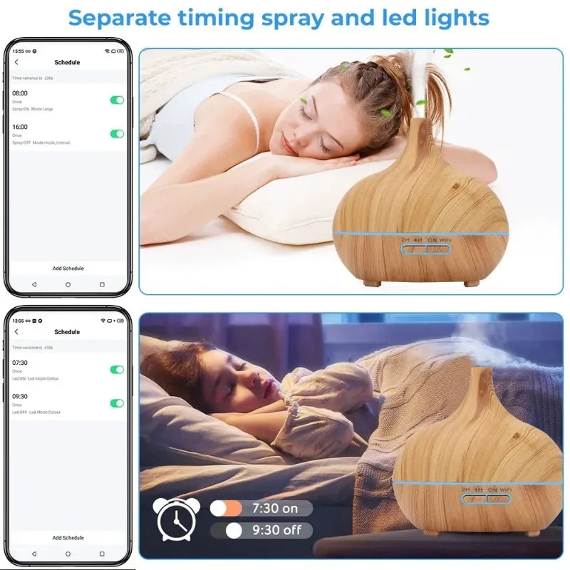 Tuya Smart Humidifier with Colorgul LED Light WiFi Aroma Diffuser Timer Wireless Control Work with Alexa Google Home Compatible