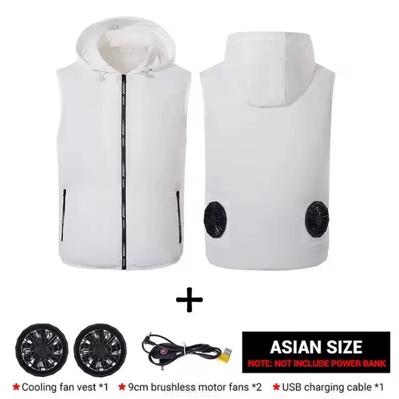 Summer Sport Fan Air Condition Cool Man Woman Travel Ultralight Brand Outdoor Vest Clothes Jacket Sun Windbreaker Fishing Worker
