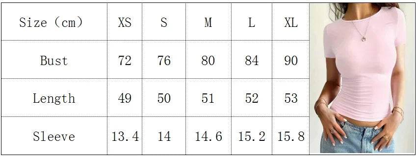 Summer Women's Tops Causal Basic T-Shirts Scoop Neck Short Sleeved Crop Tops Cute Slim Fit Tees Pullovers Clothing Y2K 2025 New - AIAZ
