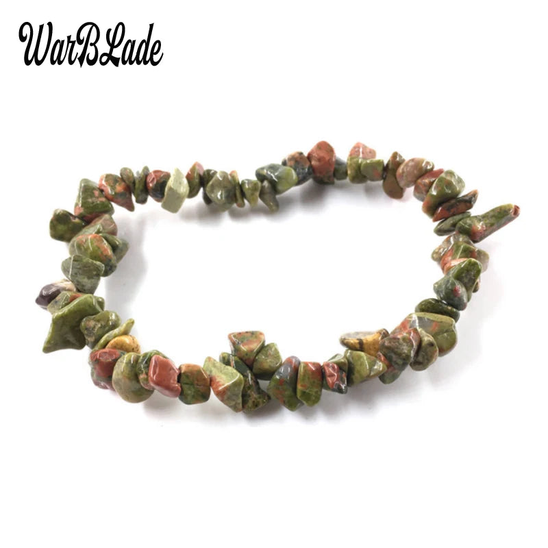 New Women Bracelets Bangles Natural Gem Stone Bracelet Irregular Stretch Chip Beads Nuggets Bracelets Bangles Crystal Wristband