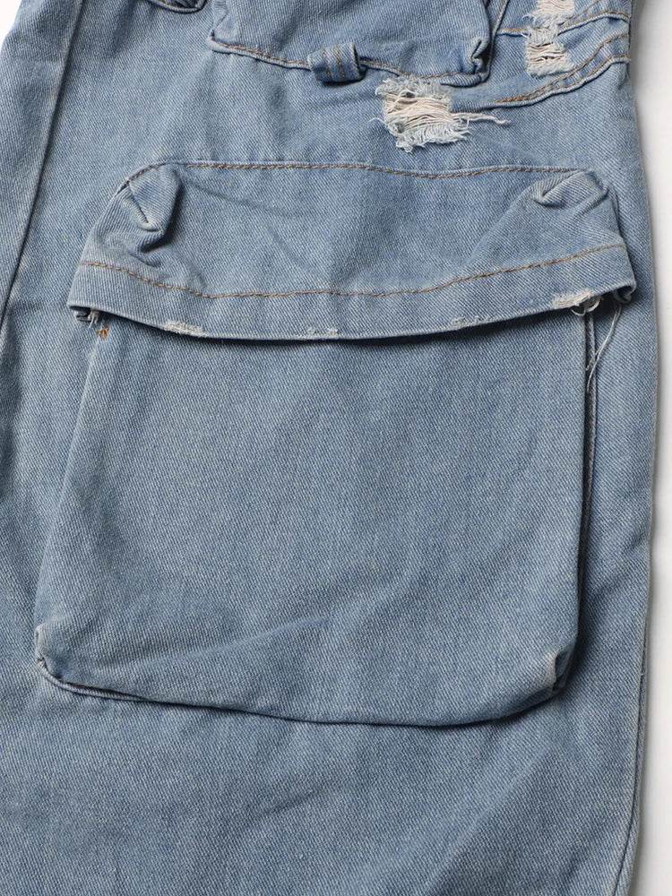 TWOTWINSTYLE Patchwork Pockets Streetwear Jumpsuits For Women Strapless Sleeveless Cold Shoulder High Waist Sexy Jumpsuit Female - AIAZ