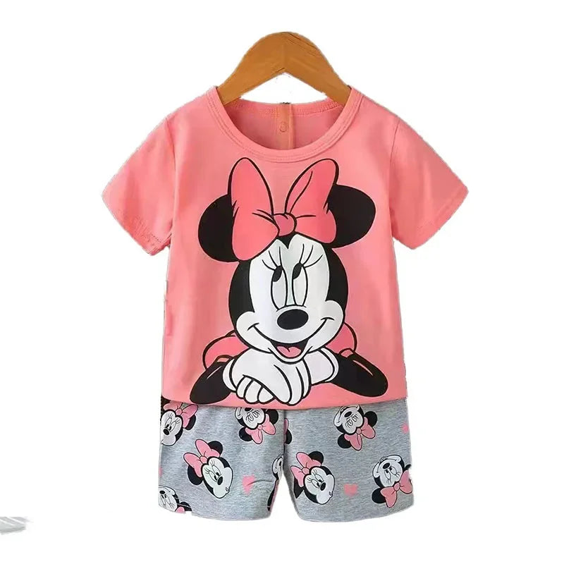 Summer Boys Girls Clothes Set T-shirt+pants 2pcs Children's Clothing Fashion pink Baby OutSet Newborn Baby Suit