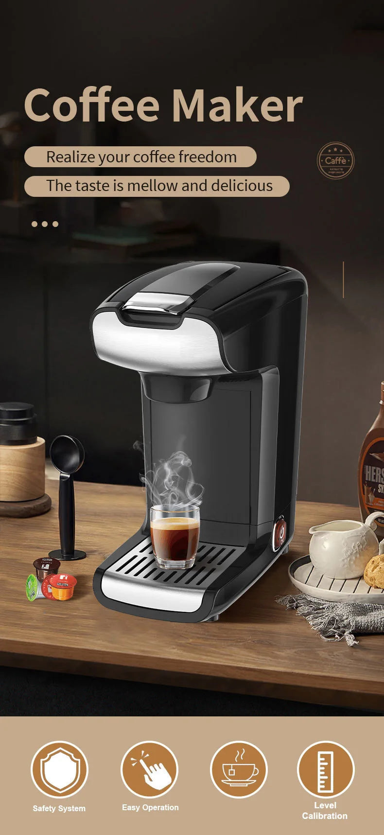 220-240V Household Single Cup 300ML Capsule Coffee Machine Electric Small Capsule Coffee Machine Espresso Drip Coffee