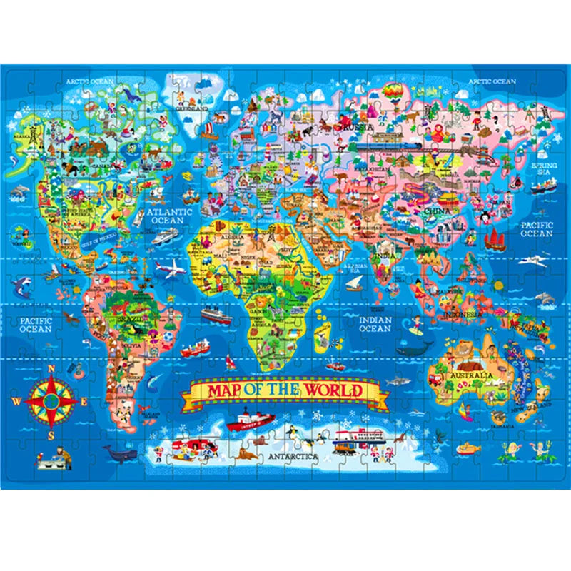 200pcs Jigsaw Puzzle United States World Map Paper Puzzles for Adults Children Decompression Game Kid Educational Gift Toys