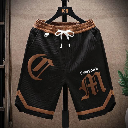 2025 Summer Men's Running Shorts Casual Jogging Sport Short Pants patchwork Print Drawstring Loose Dry Gym Sports Shorts - AIAZ