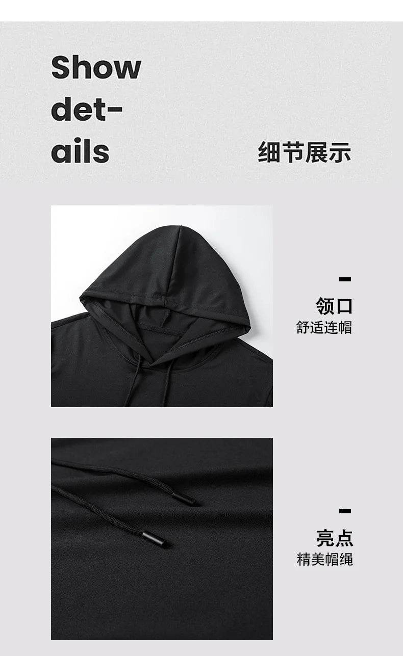 2025 Men's Summer Hoodies T-shirts Short Sleeve Solid Color Loose Hooded Drawstring Pullover Tops Basic Tees for Daily Wear Male - AIAZ