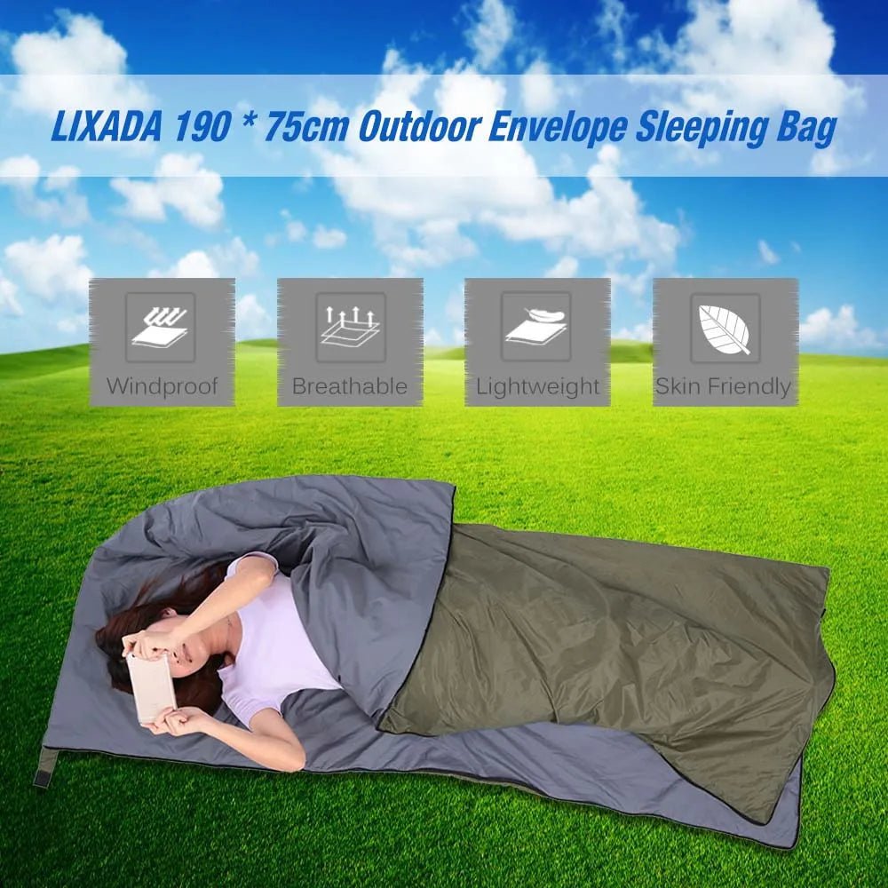 LIXADA Envelope Sleeping Bag Adult Camping Outdoor Mini Walking beach Sleeping Bags Ultralight Travel Bag Spring Autumn