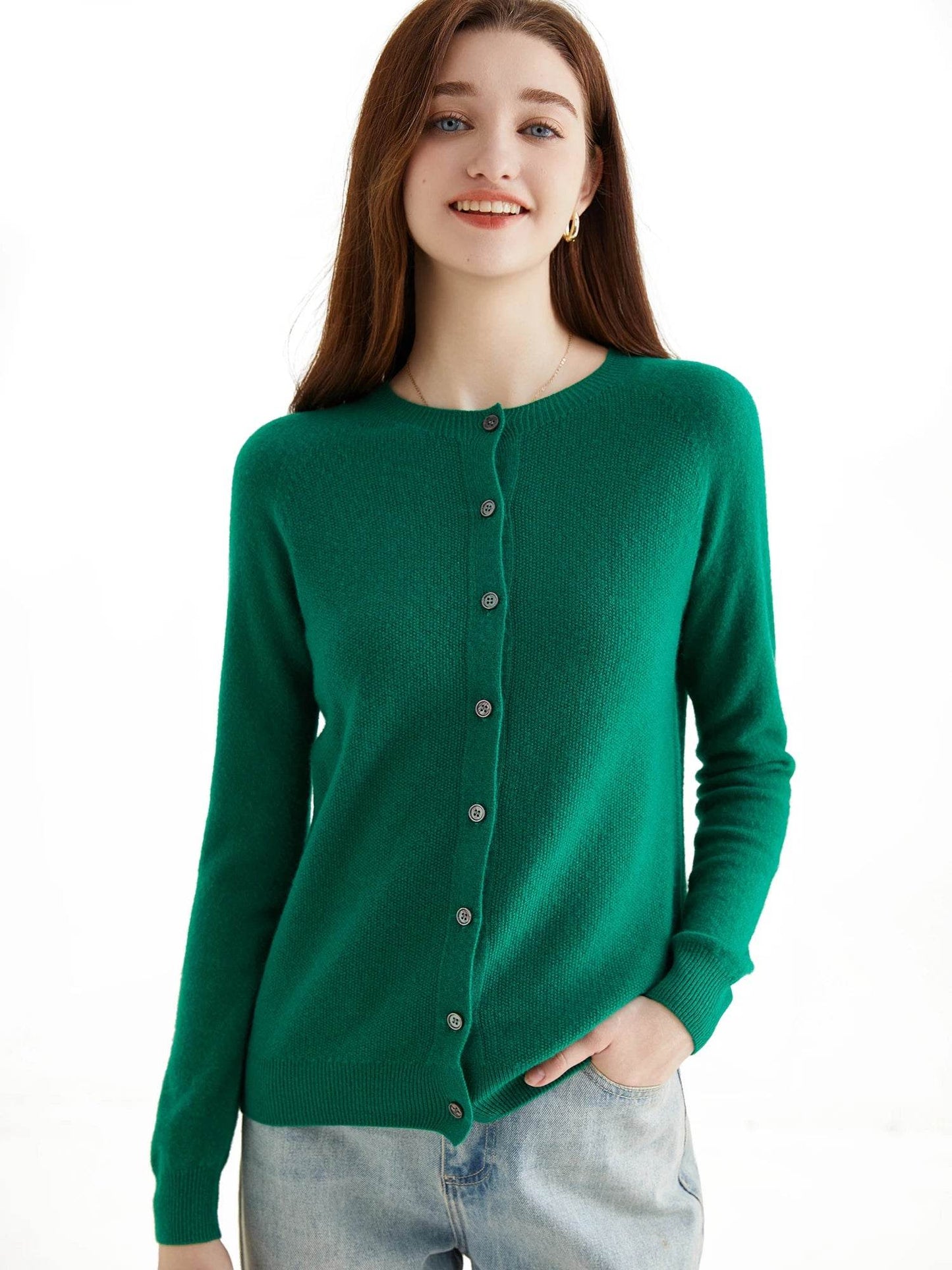 Knit Cardigan for Women Sweater Woman Long Sleeve Top 100% Wool Cardigans Sweaters Vintage Coat Knitwears Jacket Female Clothing - AIAZ