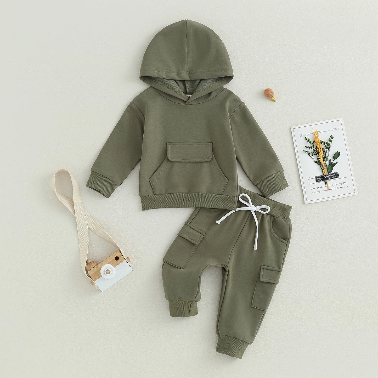 Pudcoco Infant Newborn Baby Boys Pants Set, Long Sleeve Hoodie with Elastic Waist Sweatpants Infant Clothes 0-3T
