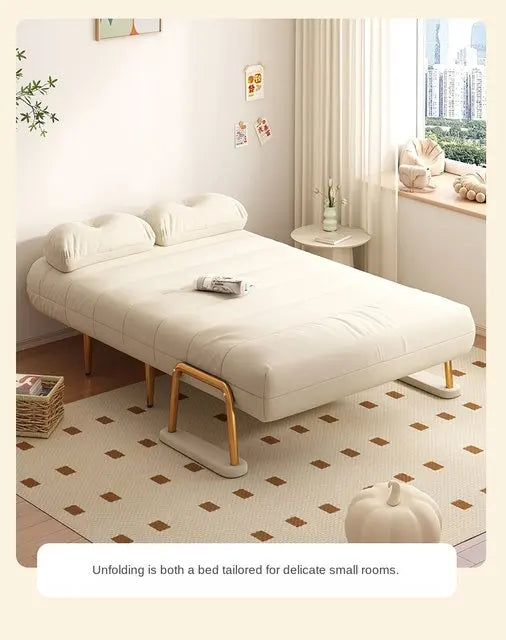 Folding Sofa Bed Dual Use Single Small Unit Balcony Living Room Multi Functional Clouding Stretching Relaxing Sofa Two Seat