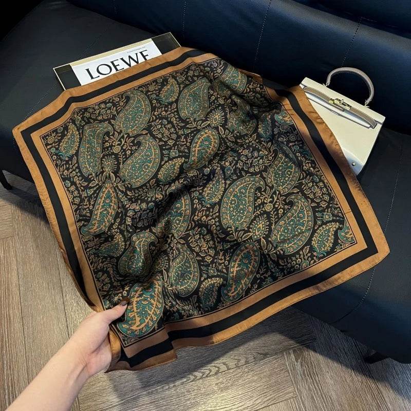 2024 New Leopard Print Square Scarf Women's Imitation Silk Scarf Casual Versatile Decoration Small Neck Scarf 70CMx70CM - AIAZ