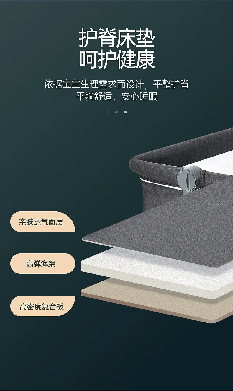 Crib Newborn Bed Splicing Big Bed Baby Crib Multi-functional Mobile Foldable