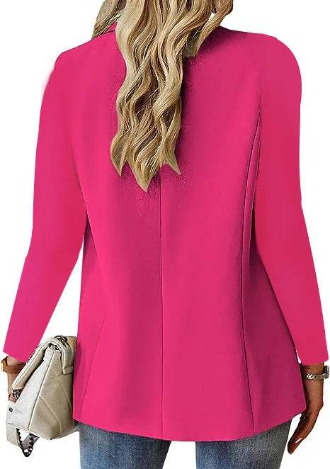 Women's Oversized Blazer Jacket Business Suit Coat Lapel Long Sleeve Solid Button Casual Elegant Coat Trendy Loose Outwear - AIAZ