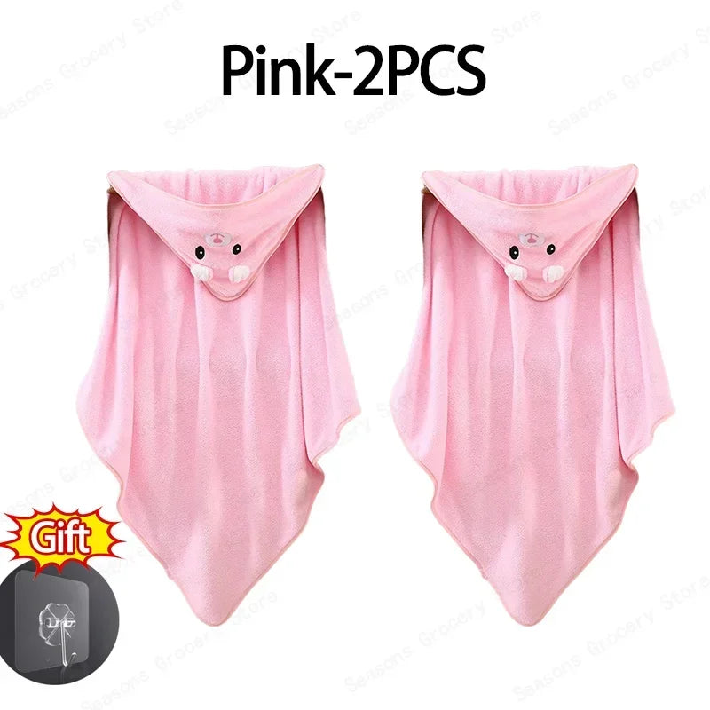 Hooded Coral Velvet Baby Bath Towel Cartoon Baby Elephant Wrap Blanket Super Absorbent Warm Bathrobe Newborn Baby Bath Towel