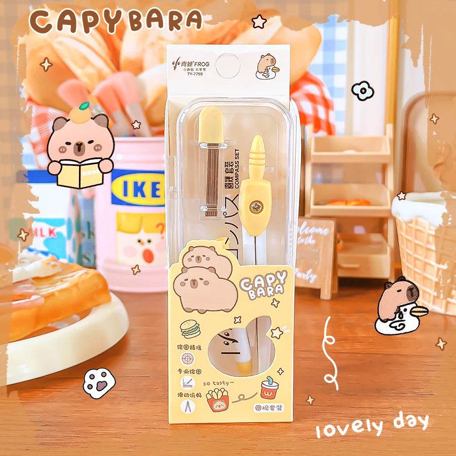 school caliper School supplies Study geometria school compass drawing tool cute capybara professional compass children - AIAZ