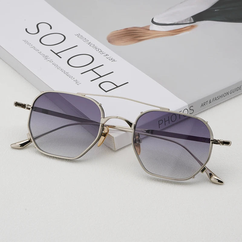 MARBOT Sunglasses Double Bridge Design Handmade Quality Alloy Rectangular Designer Brand Classic Alloy Glasses Outdoor UV400