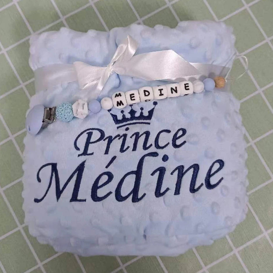 Personalized Bubble Minky Fleece Baby Blanket with Name DIY Custom Toddler Crib Stroller Blanket For Newborn Baby Birthday Gift