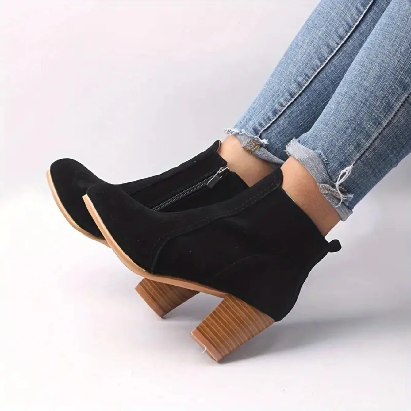 Woman Boots Autumn Winter Chunky Heels Zip Shoes for Women Luxury Fashion Chelsea Ankle Boots Women Fashion Comfortable Boots