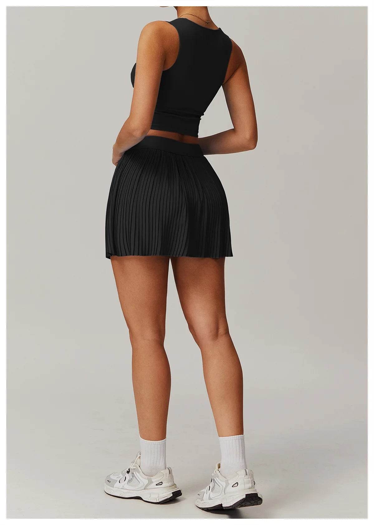 Yoga Sets Workout Sets for Women 2 Pieces Gym Suits Long Sleeved Outfits Zipper Fitness Jacket Running Short Skirt Sportswear - AIAZ