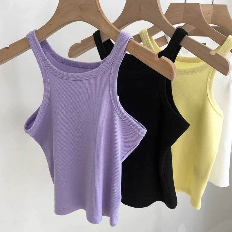 2024 Women Tank Tops Sexy Cropped Top Female Women Summer Camisole Camis Black White Sport Clothes For Women - AIAZ