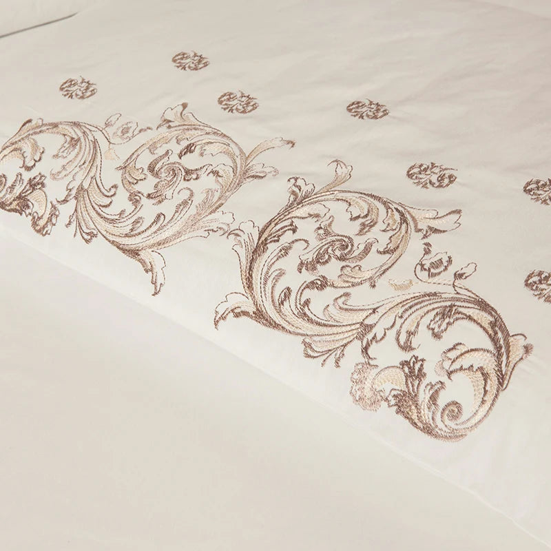 Sliver Gold Luxury Silk Satin Jacquard duvet cover bedding set queen king size Embroidery bed set bed sheet/Fitted sheet set