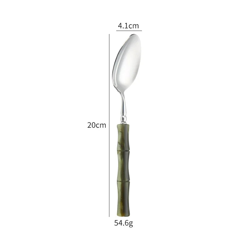 GH olive green acrylic handle 304 stainless steel cutlery cutlery cutlery spoon four-piece restaurant hotel set