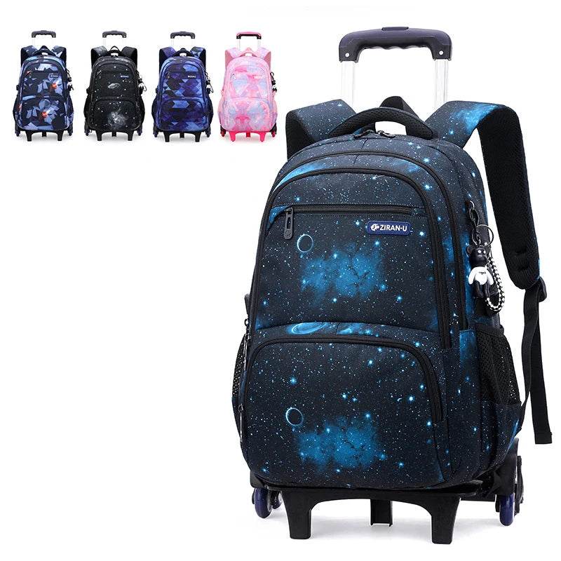 Children School bag with wheels school backpack On wheels School Trolley backpacks bags for boys wheeled School Rolling backpack - AIAZ