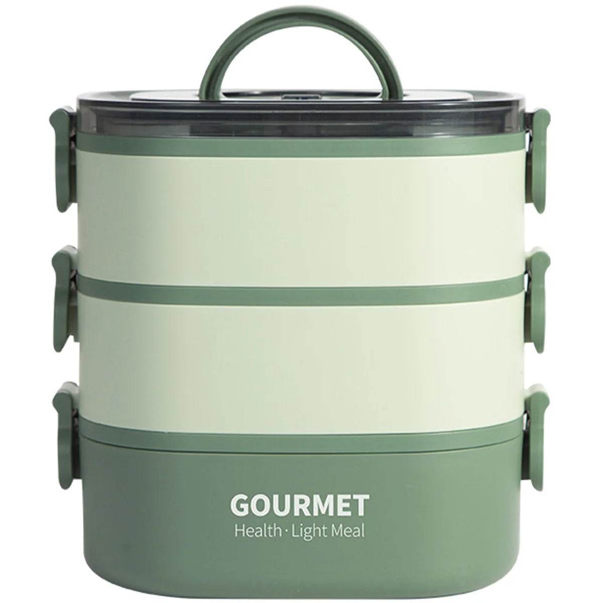 Lunch Box 2000ML 3-Tier Stackable Bento Case Sealed Leak-proof Meal Box Microwave Safe Portable Students Workers Food Container - AIAZ