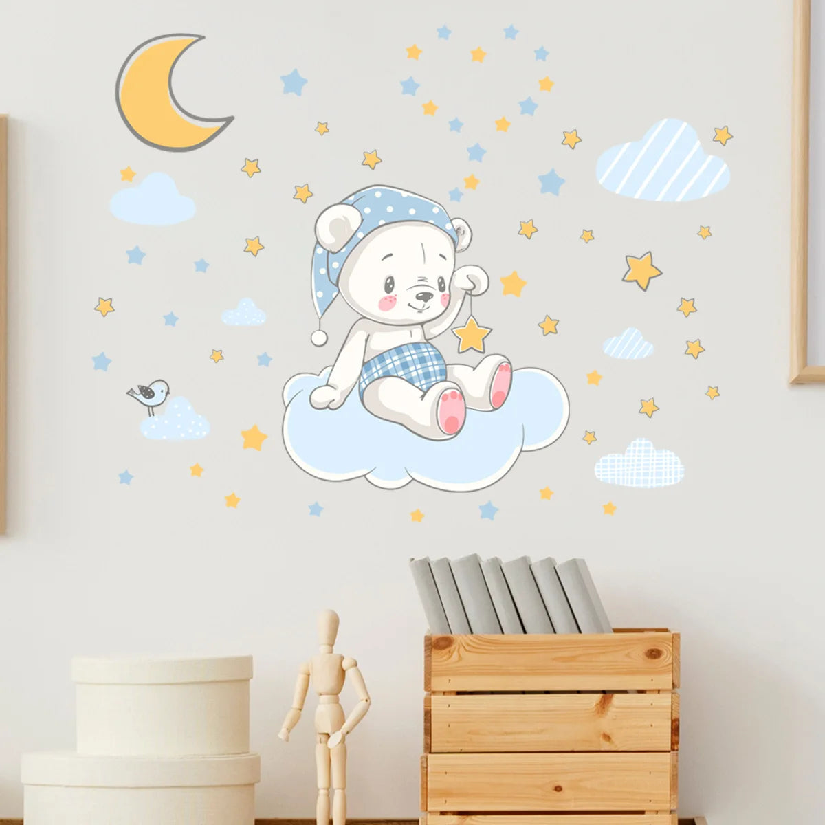 Cartoon Bunny Balloon Luminous Wall Stickers Glow In The Dark Wallpaper For Kids Room Living Room Nursery Home Decoration Decals