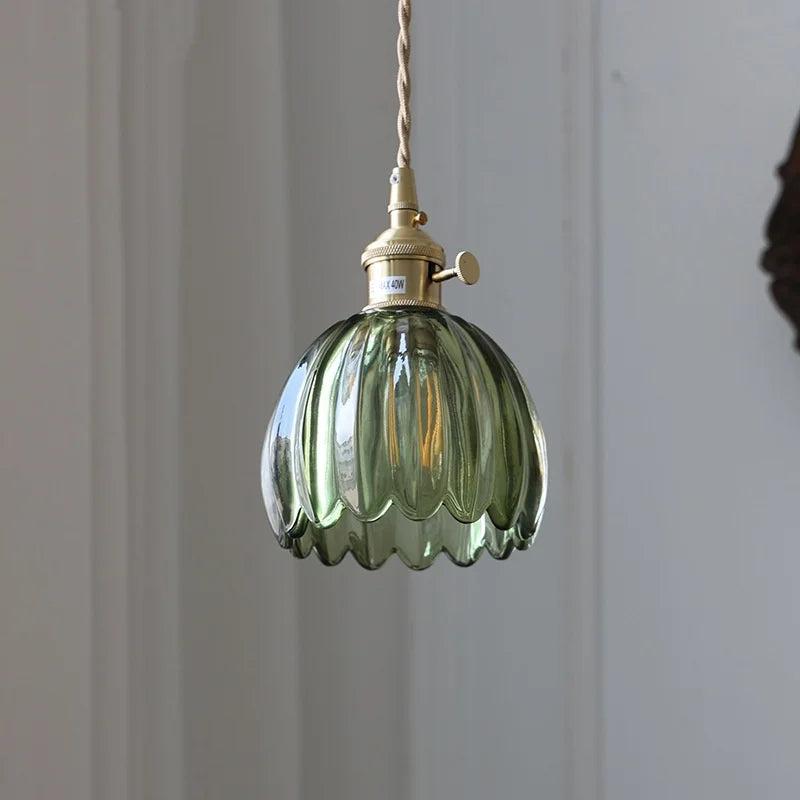 IWHD Nordic Modern LED Pendant Lights Coffee Living Room Balcony Green Glass Copper Knob Switch Hanging Light Fixture Luminaira
