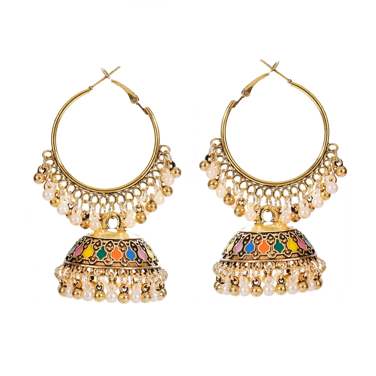 Boho Afghan Ethnic Drop Earrings For Women Pendient Gold Color Gyspy Silver Color Bell Ladies Indian Earring Jewelry