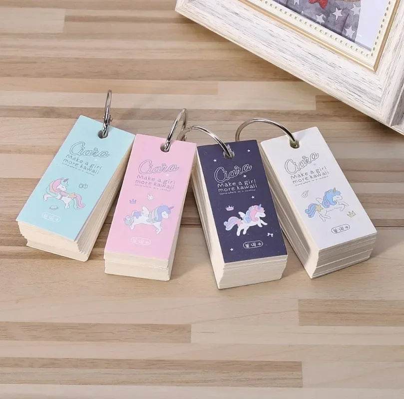 110 Sheets Lovely Mini Notebook School Supplies Stationery Vocabulary Writing Reciting Book Sticky Note Loose Leaf Memo Cards - AIAZ